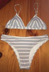 Grey & White Bathing Suit Set Gray Size M Photo 0