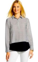 Chico’s Striped Block Devin Shirt size 1 Photo 0