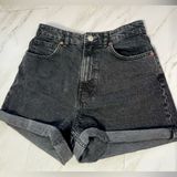 Zara Denim washed black roll up shorts size 8 Photo 0
