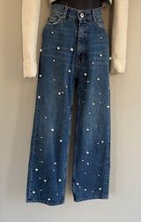 Zara Straight Leg Jeans with Pearl Embellishment Photo 0