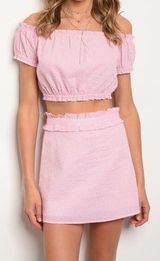 Honey Punch Pink Gingham Two Piece Set Photo 0