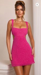 Emilion Dress β Pink Beaded Cut-Out Mini Dress Photo 0