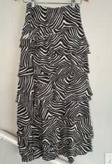 Soft Surroundings  Zebra Layered Tiered Maxi Skirt Lagenlook Cottage Animal Print Photo 0