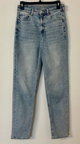 American Eagle Stretch Mom Straight Jeans Blue Denim Size 4 Long Photo 0