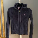 Lilly Pulitzer jacket knitted navy blue zipper closure pockets sz Small Photo 0