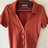 Urban Outfitters Burnt Orange Collared Button Down Shirt Photo 0