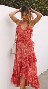 VICI Paisley Ruffle Midi Dress Photo 0
