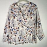Spartina 449  Silk Blouse Cora Bellinger Floral Branch MEDIUM peach blue spring Photo 0