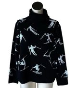 CeCe NWT  Ski Turtleneck Sweater Large Black White Photo 0