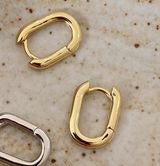 12mm Bold Rectangle Hoop Earring Gold Photo 0