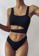 One Piece Black Cut-Out  Swimsuit Photo 0