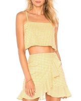 Lovers & Friends Yellow Gingham Two Piece Crop Mini Skirt Set size small/XS Photo 0
