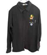 Disney Winnie the Pooh women's L Embroidered Black Button up Long Sleeve Shirt Photo 0