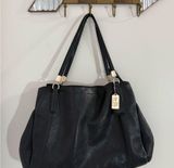 Coach Madison Cafe Carryall Black Leather Tote Bag Photo 0