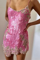 Love Shack Fancy Meline Dress In Raspberry Sparkle Photo 0