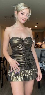 Bebe Gold Strapless  Mini Dress Photo 0