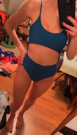 One Piece Teal Blue  Bathing Suit Photo 0