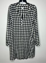 J. Jill black & white checkered shirt dress roll tab long sleeves size XL Photo 0