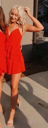 fab'rik Red Ruffle Dress Photo 0