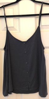 American Eagle Outfitters Soft & Sexy Grey Button Tank Photo 0