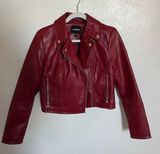 EXPRESS Red Faux Leather Jacket Photo 0