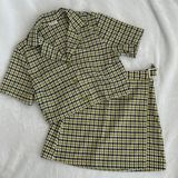 Olive Green Plaid Vivian Top & Emerson Skirt Set Photo 0