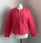 CROFT & BARROW Quilted Jacket Womens Sz Medium Coral Full Zip Cabincore Heritage Photo 0