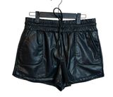 Rewash Black Faux Leather Drawstring Shorts Photo 0