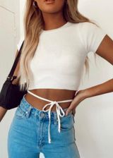 Princess Polly White Tie Front Crop Top Photo 0