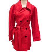 Carlisle Etcetera Red Trench Coat Belted 6 Photo 0
