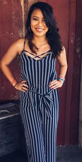 Striped Jumpsuit Blue Size M Photo 0