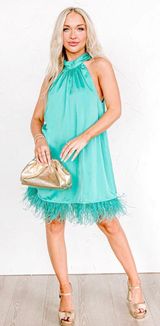 Turquoise Strut And Bolt Feather Dress Photo 0