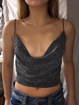 Divided Sparkley Cowl Neck Tank Top  Photo 0