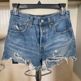 Levi's 501 Blue Jean Shorts High-Waisted Distressed Photo 0