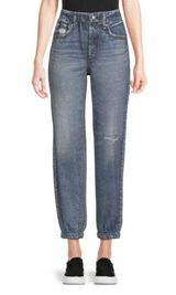 Ecru NWT Trompe L’Oeil distressed denim print joggers, s (Miramar Vibes) Photo 0