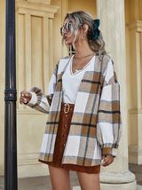 SheIn Plaid Balloon Sleeve Jacket Photo 0