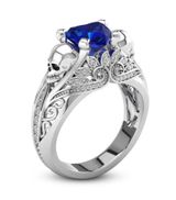 Goth Gothic Grunge Emo Alternative Skull Ring Blue Size 6 Photo 0