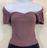 Soprano Off Shoulder Mauve Crop Top Photo 0