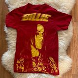 Billie Eilish Red & Yellow Graphic T-Shirt EUC Sz XS Cotton Music Concert Casual Photo 0