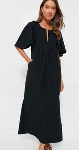 Black Finley Flutter Sleeve Maxi Dress Photo 0