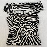 White House Black Market WHBM top womens  M Knit Jersey Off Shoulder tiger zebra Photo 0