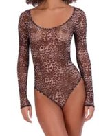 Steve Madden Leopard Long Sleeve Mesh Bodysuit Photo 0