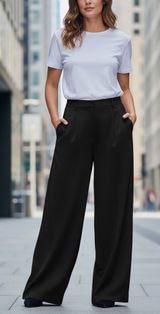 Bar III Women Black Seam Front High Waist Wide Leg Pants Size M Business Work Photo 0