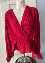 Express Red Blouse with Black Heart Pattern Photo 0