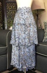 Chelsea & Violet Floral Light Blue Ruffle Tiered Skirt Photo 0