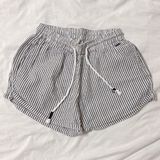 Beach By Exist Gray and White Stripe Flowy Shorts - 100% Cotton Photo 0