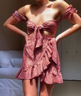 SheIn Red Floral Two Piece Skirt Set  Photo 0