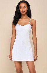 Lulus Dainty Personality Ivory Lace Seamed Bustier Mini Dress Photo 0