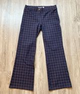 Betabrand  Navy Blue Blue Plaid Yoga Dress Pants Bootcut Size L Petite Photo 0