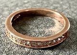 Casey Stamped Rose Gold 18KGP Diamond Band Stacker Ring By Anthro Photo 0